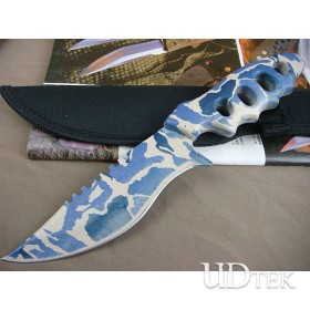 Blue Version Four Holes Jungle Knife Military Knife with ABS Handle UDTEK00463